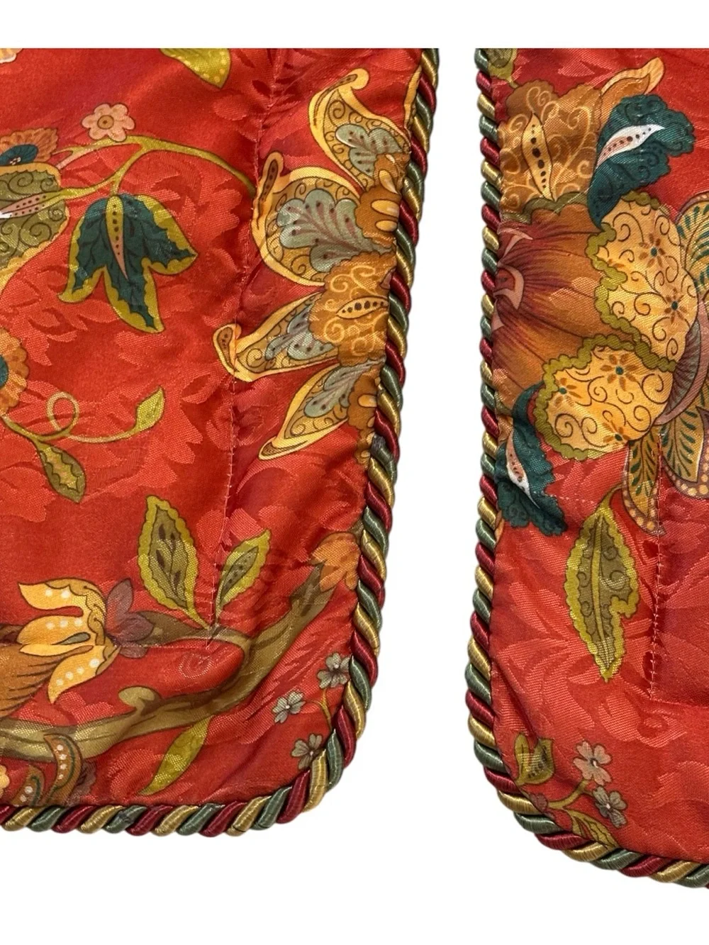 2 J Queen New York Key Largo Padded Pillow Shams King Orange Jacobean Floral